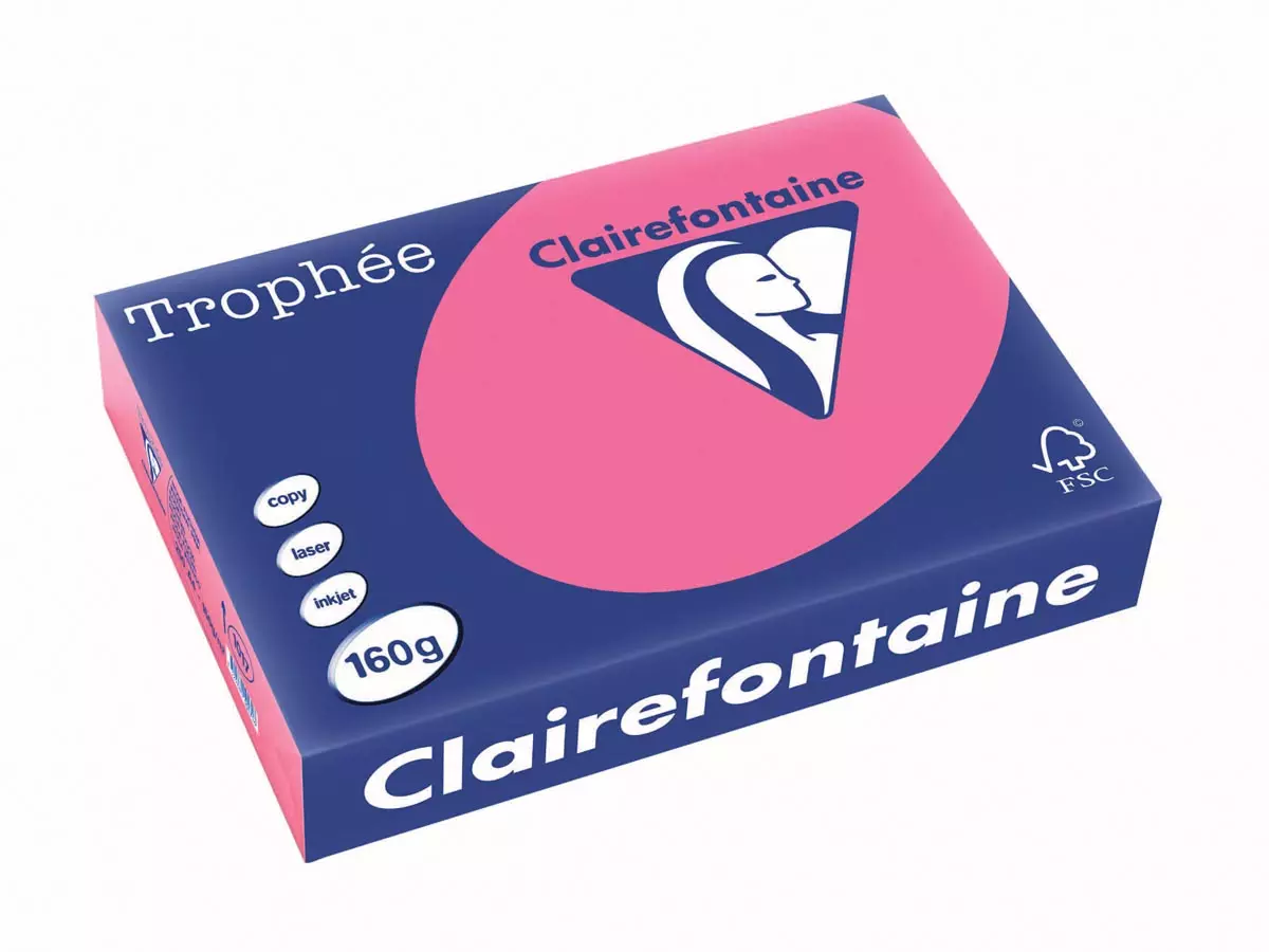 Een Clairefontaine Trophée Intens, gekleurd papier, A4, 160 g, 250 vel, fuchsia koop je bij Omnia 4 Office