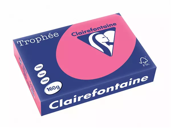 Een Clairefontaine Trophée Intens, gekleurd papier, A4, 160 g, 250 vel, fuchsia koop je bij Omnia 4 Office