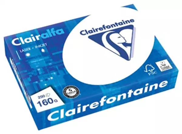 Een Clairefontaine Clairalfa presentatiepapier ft A4, 160 g, pak van 250 vel koop je bij Omnia 4 Office